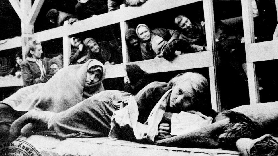 Women at Auschwitz shortly after liberation by Soviet forces, 1945