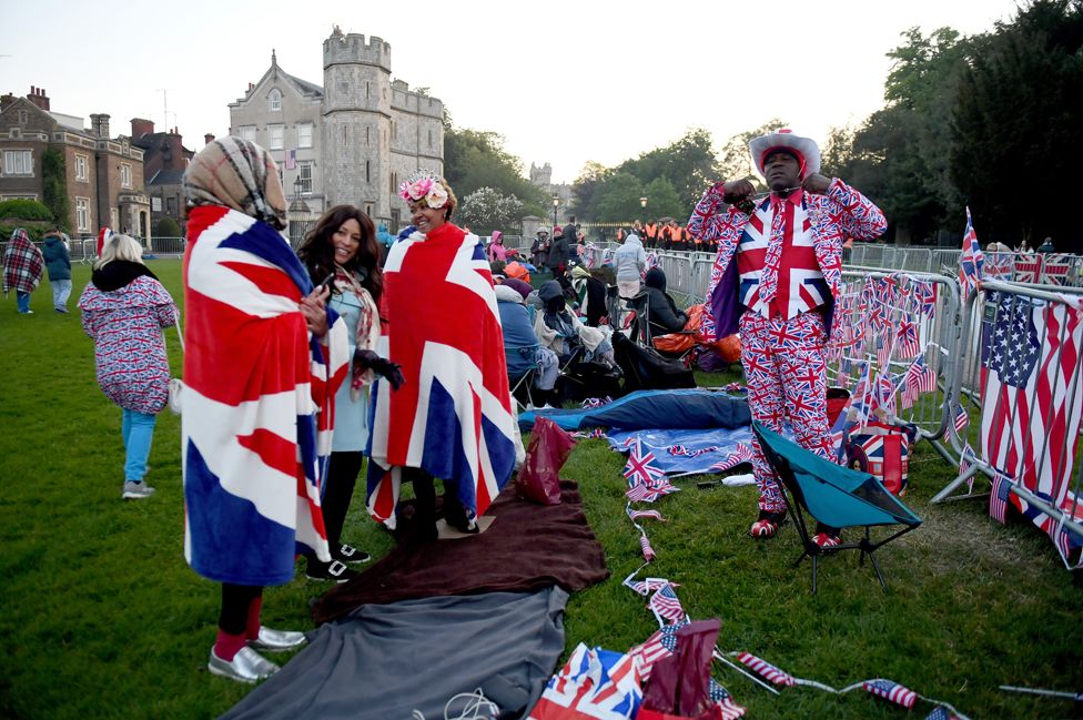 Royal fans on the Long Walk in Windsor ahead of the wedding of Prince Harry and Meghan Markle