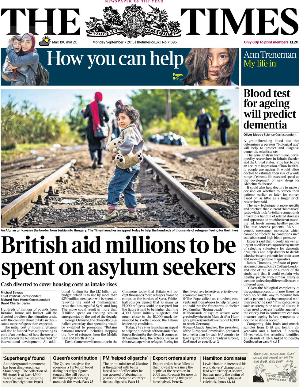 Newspaper headlines: Foreign aid 'diverted' to refugees, 'open' BBC and ...