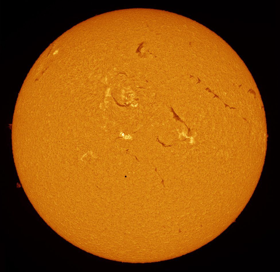 Mercury passing in front of the surface of the sun