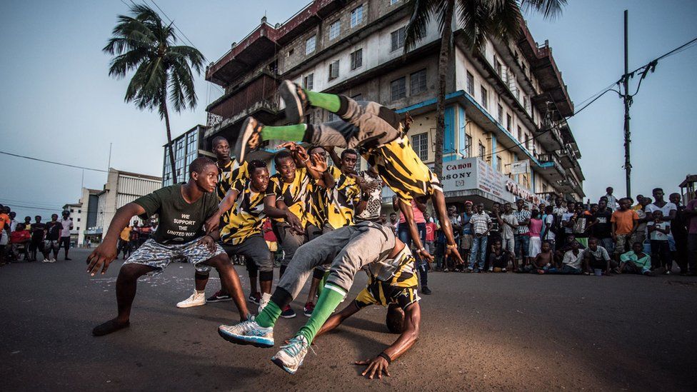 Street dancers in Sierra Leone