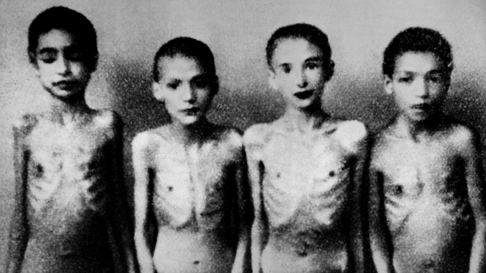 Child prisoners at Auschwitz - photographed on orders of camp physician Josef Mengele, who carried out, among others, experiments on children and twins