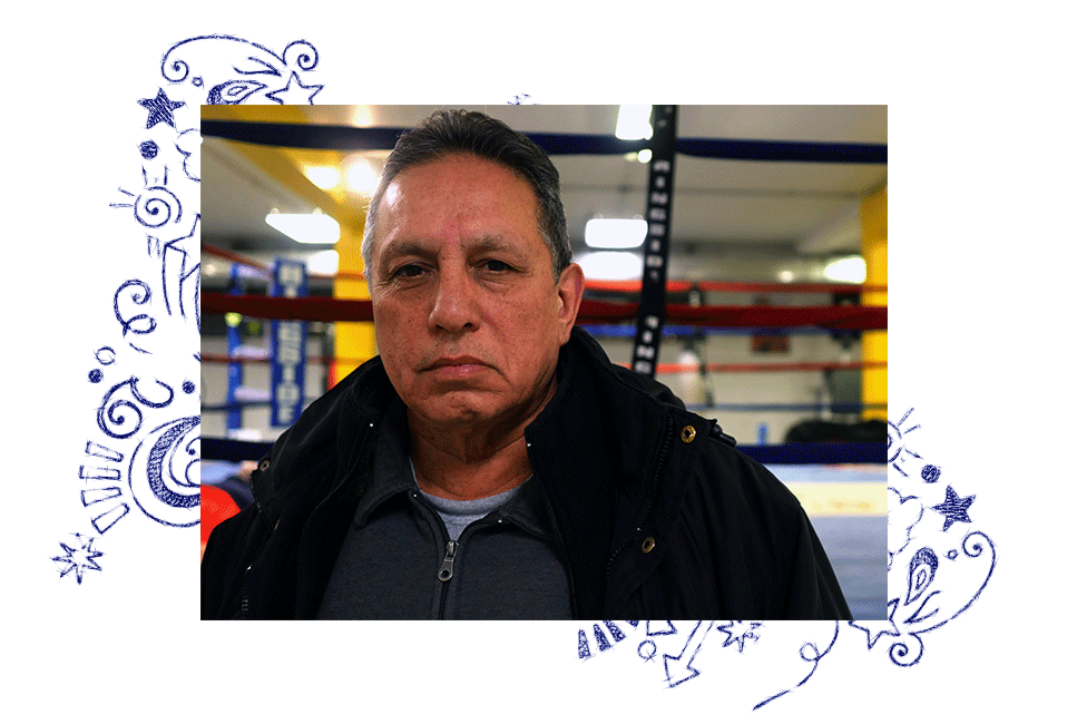 Raúl en la academia de boxeo