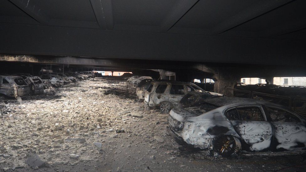 Vehicles destroyed by fire