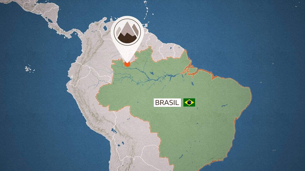 Mapa con la ubicaciÃ³n de Pico da Neblina, en el norte de Brasil.