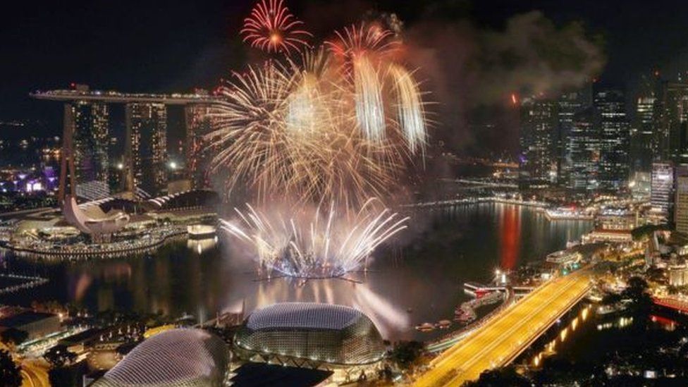 Fuegos artificiales en Singapur