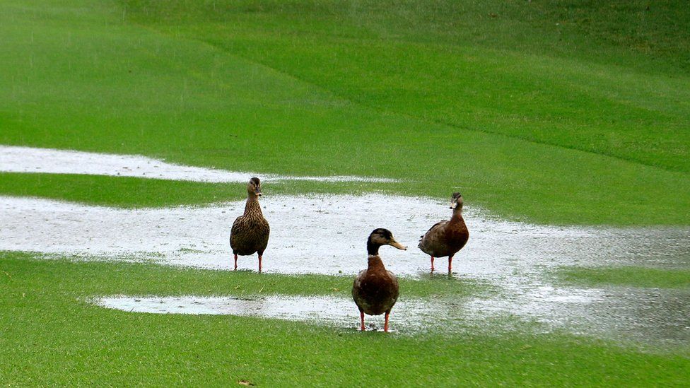 Heavy rainfall has caused play to be suspended prior to the first round of the MCB Tour Championship played at the Legend Course, Constance Belle Mare Plage on December 9, 2016 in Poste de Flacq, Mauritius.