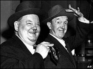 Los actores estadounidenses Stanley Laurel y Oliver Hardy 