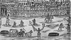 Ilustración sobre la peste negra que azotó Londres.