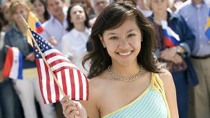 Aficionados con bandera de Estados Unidos