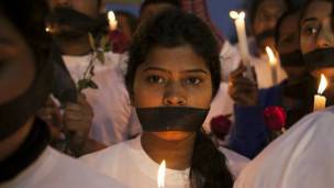 Una protesta por la violación colectiva de la joven en 2013