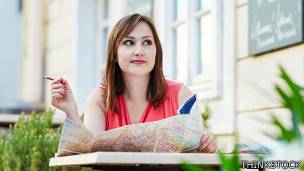 Mujer en un café en Viena
