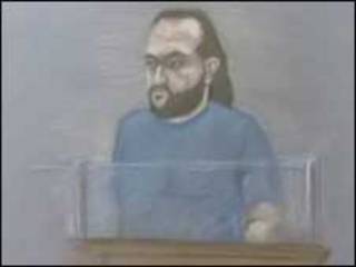 Sahnoun Daifallah em desenho feito na Corte de Bristol