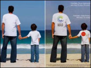 Foto na Austrália (esq.) e cartaz promovendo a Costa Brava