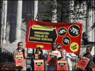 Protesto de imigrantes na Espanha