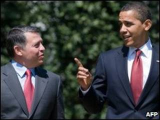 Barack Obama e o rei Hussein da Jordânia