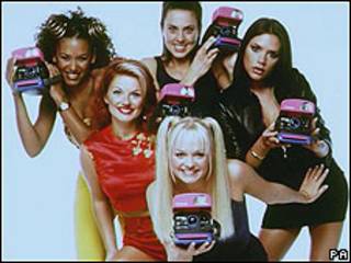 The Spice Girls promoting their SpiceCam Polaroid camera