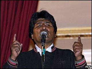 Evo Morales no discurso da vitória