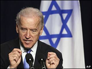 Joe Biden durante discurso na Universidade de Tel Aviv (AP)