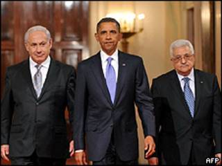 Netanyahu, Obama y Abbas