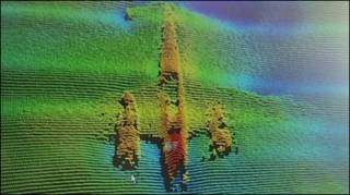 Bombardeio alemão Dornier 17 em imagem tridimensional (foto cedida pelo Port of London - Reston)