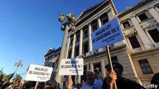 Manifestantes en Montevideo