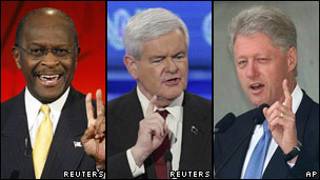 Herman Cain, Newt Gingrich y Bill Clinton
