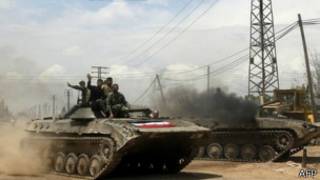 Xe tăng của Quân đội Syria ở Qusair