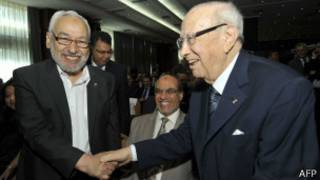 Rached Ghannouchi et Beji Caïd Essebsi avant un débat sur la situation en Tunisie