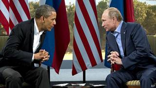 Presidente de EE.UU., Barack Obama, y el presidente de Rusia, Vladimir Putin. Foto de archivo: junio 2013