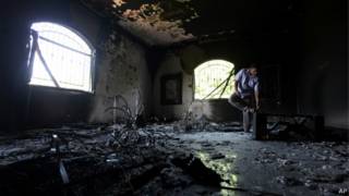 Помещение сгоревшего консульства в Бенгази