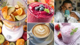 Collage de frutas y café