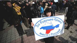 Protesto pró-Rússia na Crimeia (Getty)