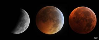 Montaje con la sucesión de la "Luna de sangre"