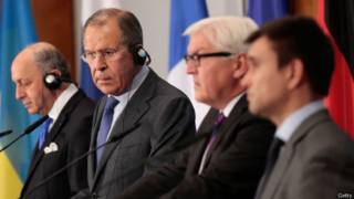 Лавров и министры ФРГ, Франции и Украины