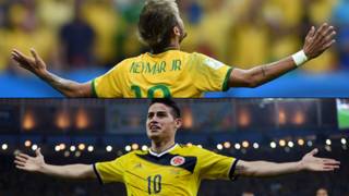 Neymar e James Rodríguez, destaques de Brasil e Colômbia