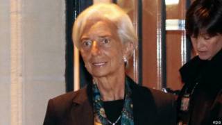 Christine Lagarde a la salida del tribunal en Francia