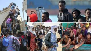 Escenas de migrantes alrededor del mundo