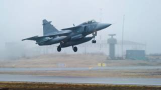 Un caza gripen sueco