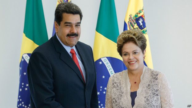 Presidente venezolano, Nicolás Maduro, junto a su homóloga de Brasil, Dilma Rousseff