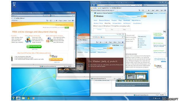 Imagen de la navegación con el Windows 7 de Microsoft, lanzado en 2009
