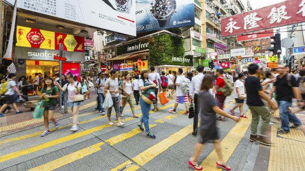 Personas en las calles de Hong Kong