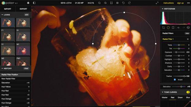 Polarr es un editor de fotos que se puede usar en Chrome y en Firefox.
