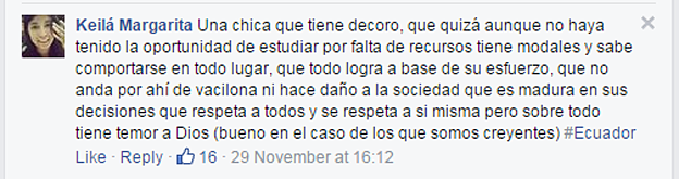 Un comentario en Facebook