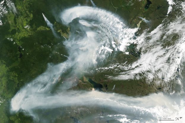 Incendio forestal en Canadá. Foto: NASA