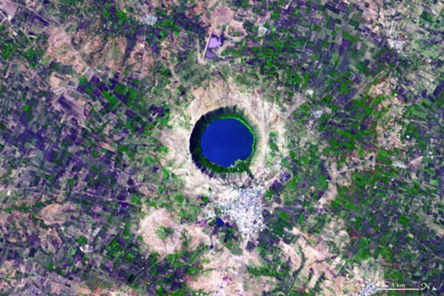 Cráter Lonar, en India. Foto: NASA