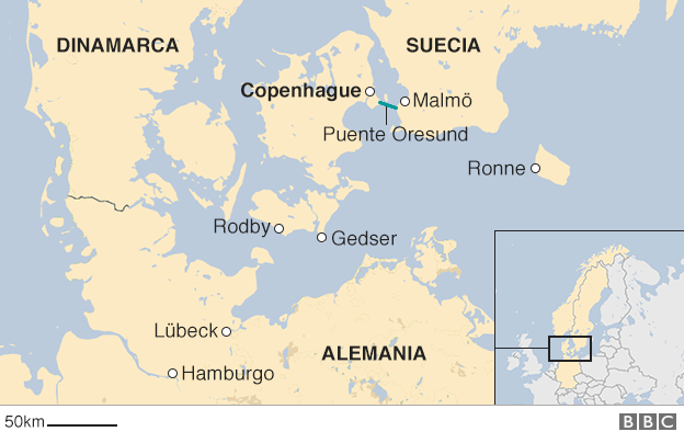 Mapa Suecia y Dinamarca