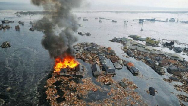 Imagen de los efectos devastadores del tsunami.