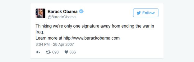 Primer tweet de Obama