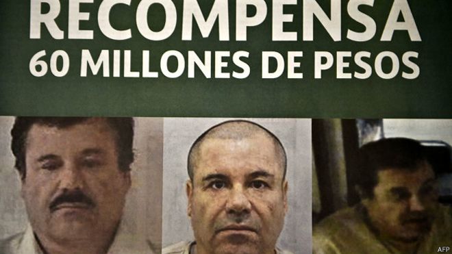 Cartel de recompensa por la captura de Joaquín "El Chapo" Guzmán